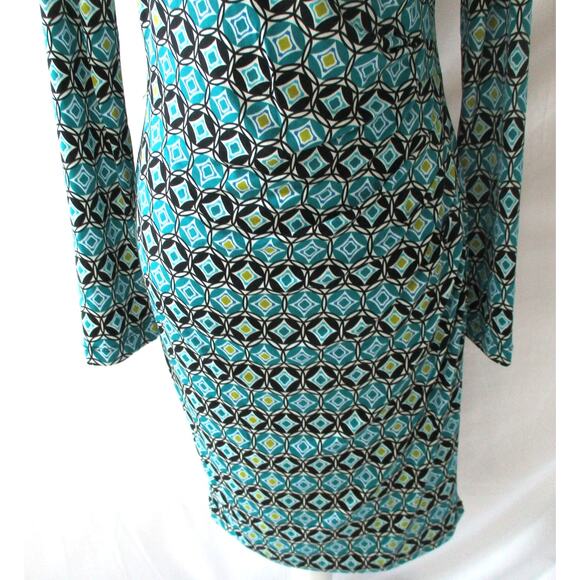 Calvin Klein Women's Multi Color Long Sleeve Stretch Zip Back Dress Size 10 - Picture 3 of 9